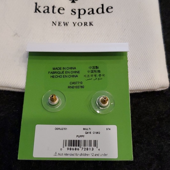 Kate Spade 5 crystal puppy stud earrings - Picture 3 of 3